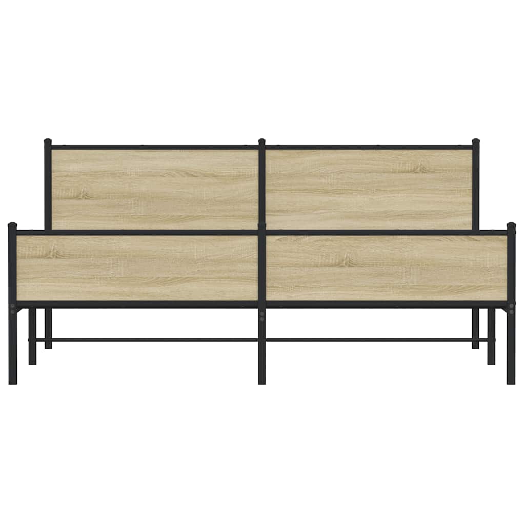 Metal Bed Frame without Mattress Sonoma Oak 183x213 cm
