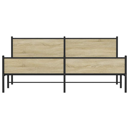 Metal Bed Frame without Mattress Sonoma Oak 200x200 cm