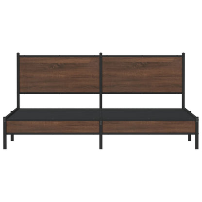 Metal Bed Frame without Mattress Brown Oak 183x213 cm