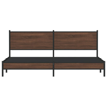 Metal Bed Frame without Mattress Brown Oak 200x200 cm