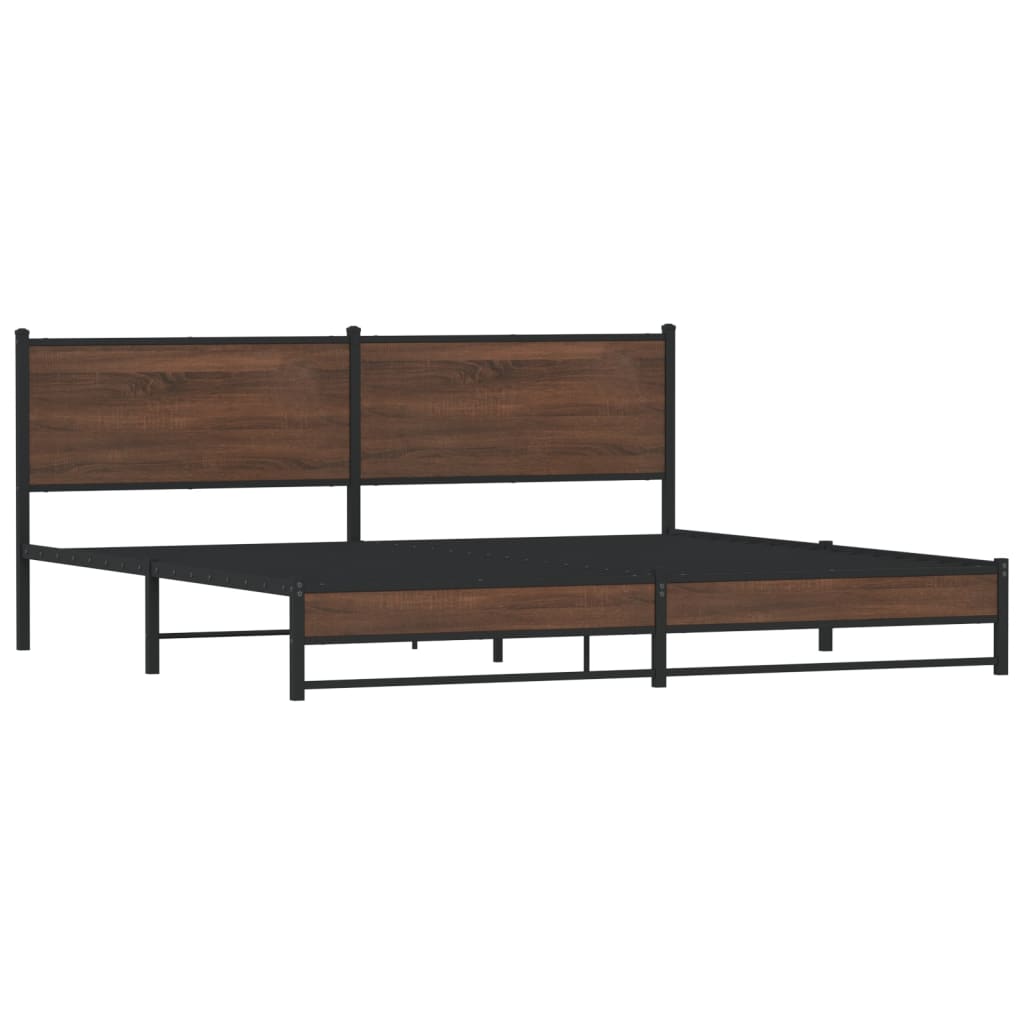 Metal Bed Frame without Mattress Brown Oak 200x200 cm