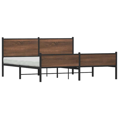 Metal Bed Frame without Mattress Brown Oak 160x200 cm
