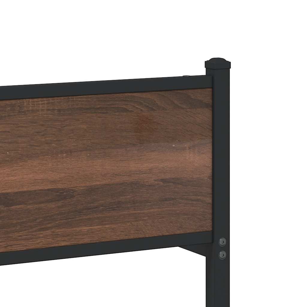 Metal Bed Frame without Mattress Brown Oak 180x200 cm Super King