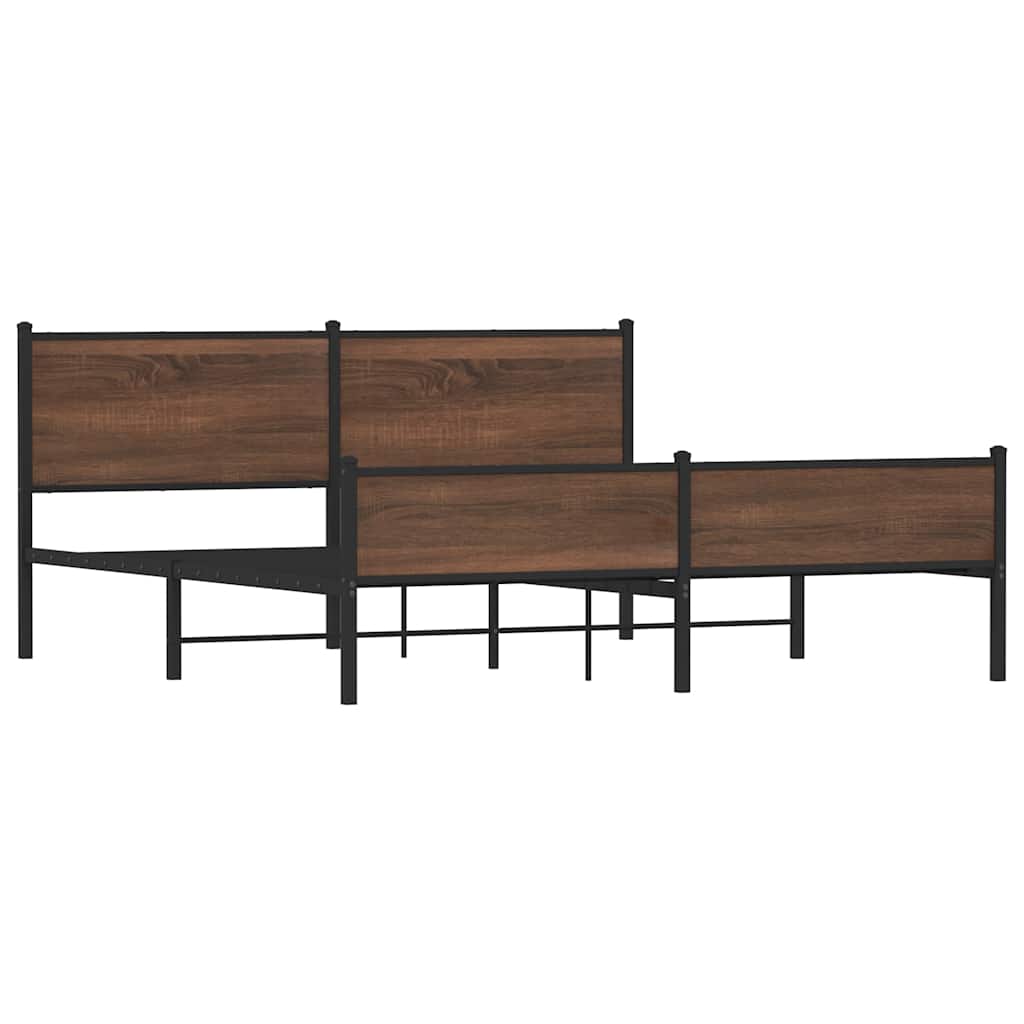 Metal Bed Frame without Mattress Brown Oak 183x213 cm