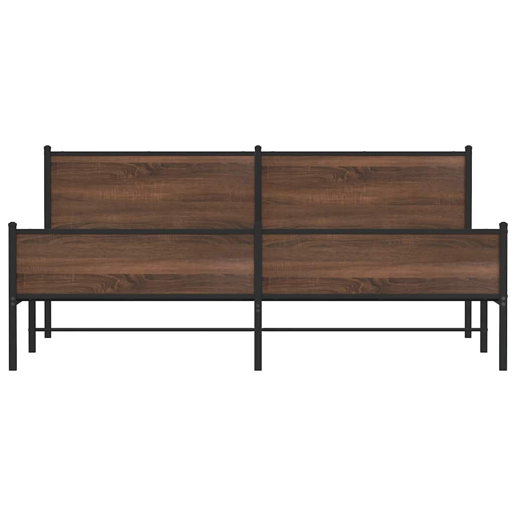 Metal Bed Frame without Mattress Brown Oak 200x200 cm