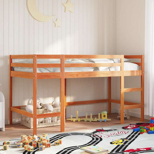 Kids' Loft Bed without Mattress with Ladder Wax Brown 80x200 cm