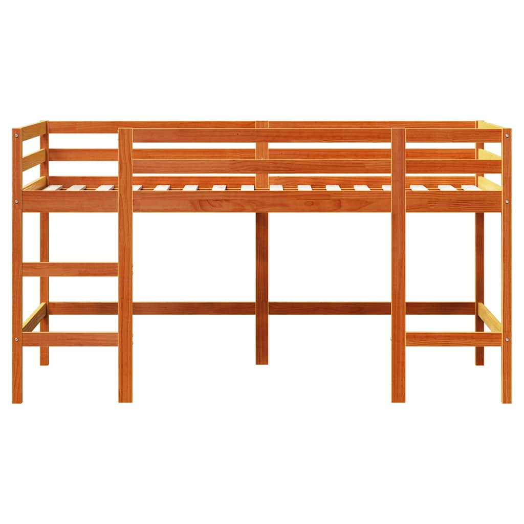 Kids' Loft Bed without Mattress with Ladder Wax Brown 90x190 cm Single