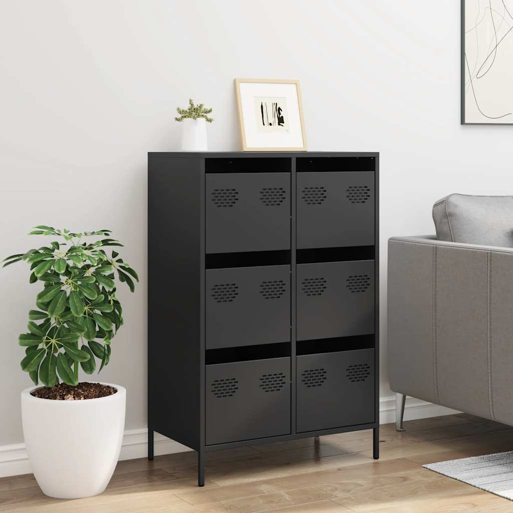 Highboard Black 68x39x101.5 cm Steel