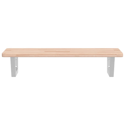 Basin Shelf Wall Mounted Steel and Solid Wood Oak