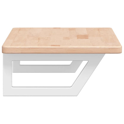 Basin Shelf Wall Mounted Steel and Solid Wood Oak
