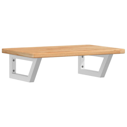 Basin Shelf Wall Mounted Steel and Solid Wood Oak