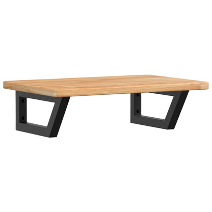 Basin Shelf Wall Mounted Steel and Solid Wood Oak