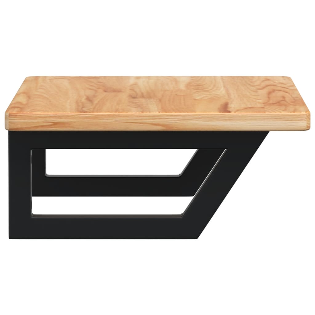 Basin Shelf Wall Mounted Steel and Solid Wood Oak