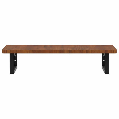 Basin Shelf Wall Mounted Steel and Solid Wood Oak