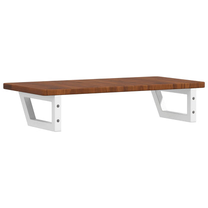 Basin Shelf Wall Mounted Steel and Solid Wood Oak