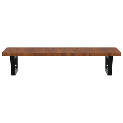 Basin Shelf Wall Mounted Steel and Solid Wood Oak