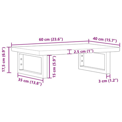 Basin Shelf Wall Mounted Steel and Solid Wood Oak
