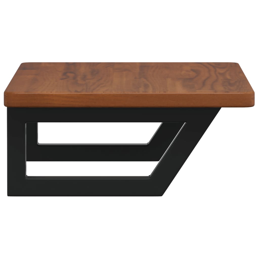 Basin Shelf Wall Mounted Steel and Solid Wood Oak