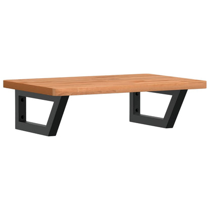 Basin Shelf Wall Mounted Steel and Solid Wood Beech