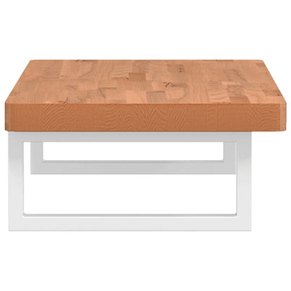 Basin Shelf Wall Mounted Steel and Solid Wood Beech