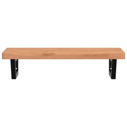 Basin Shelf Wall Mounted Steel and Solid Wood Beech