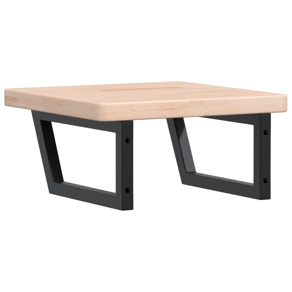 Basin Shelf Wall Mounted Steel and Solid Wood Oak