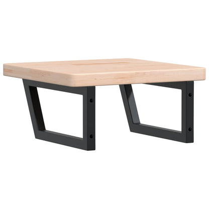 Basin Shelf Wall Mounted Steel and Solid Wood Oak