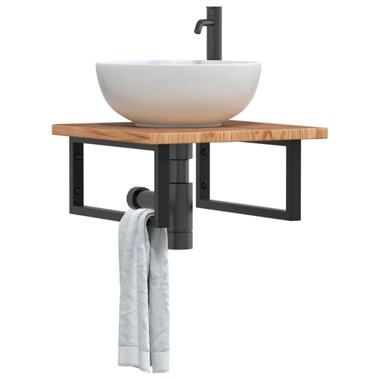 Basin Shelf | Light brown and black | Solid oak wood and steel | Medium