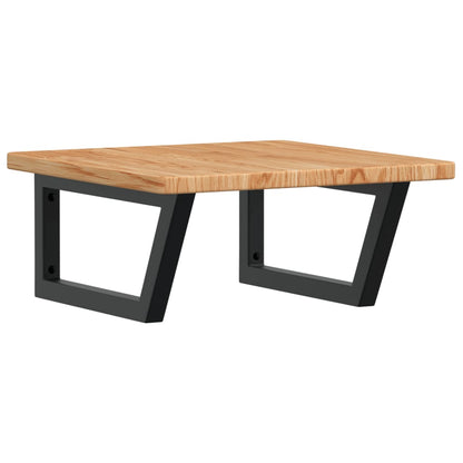 Basin Shelf Wall Mounted Steel and Solid Wood Oak