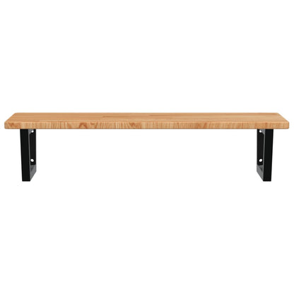 Basin Shelf Wall Mounted Steel and Solid Wood Oak