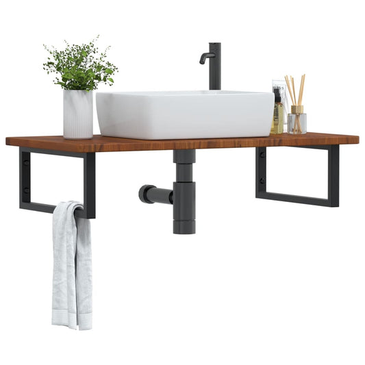 Basin Shelf | Dark brown, Black | Solid oak wood, Steel | 1000 mm