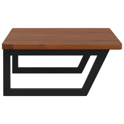 Basin Shelf Wall Mounted Steel and Solid Wood Oak
