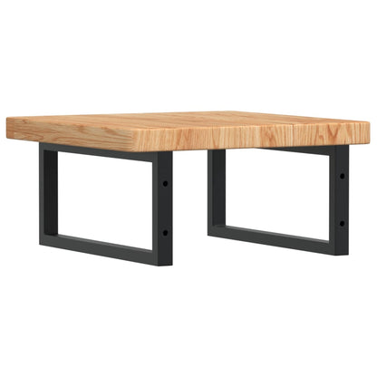 Basin Shelf Wall Mounted Steel and Solid Wood Oak