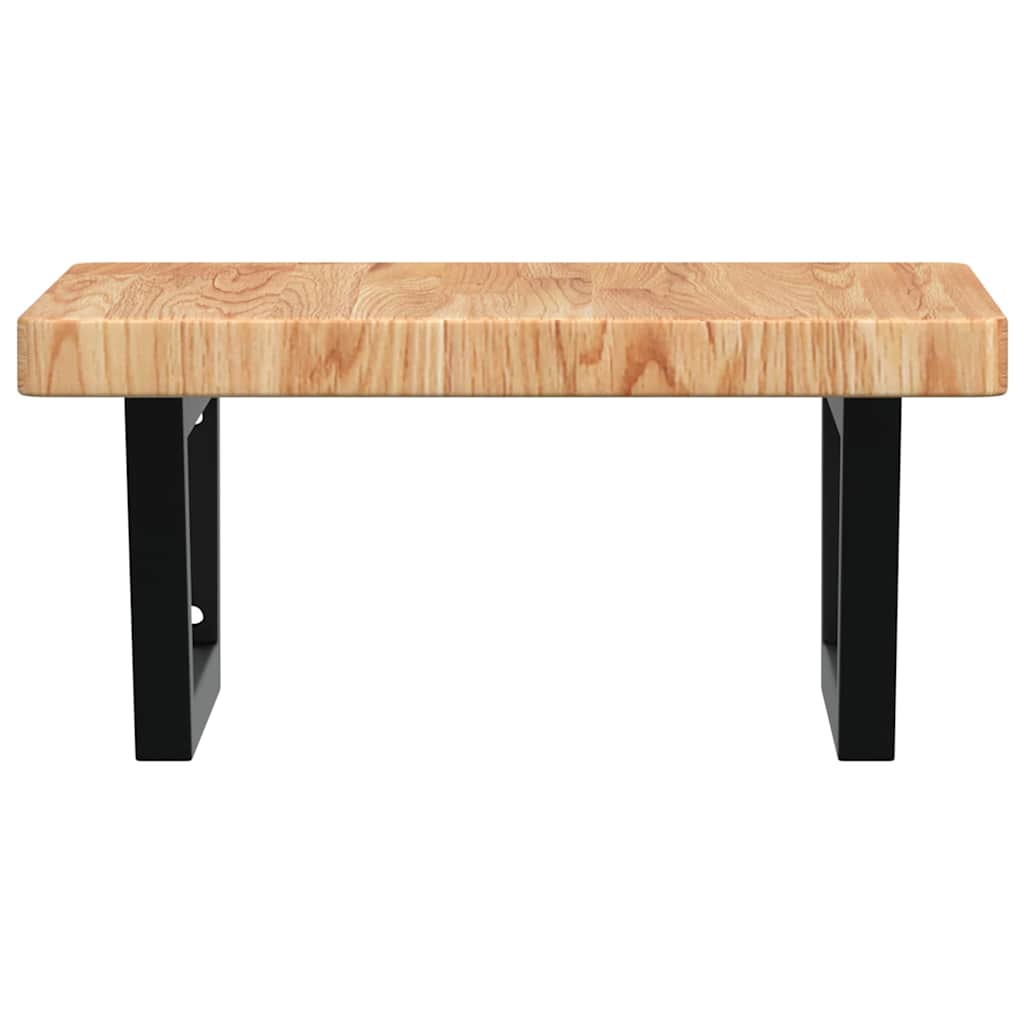 Basin Shelf Wall Mounted Steel and Solid Wood Oak