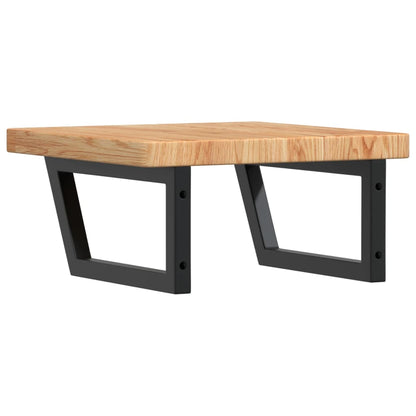Basin Shelf Wall Mounted Steel and Solid Wood Oak