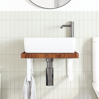 Basin Shelf | Dark brown and white | Solid oak wood, Steel | Standard
