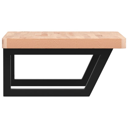 Basin Shelf Wall Mounted Steel and Solid Wood Beech