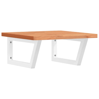 Basin Shelf Wall Mounted Steel and Solid Wood Beech