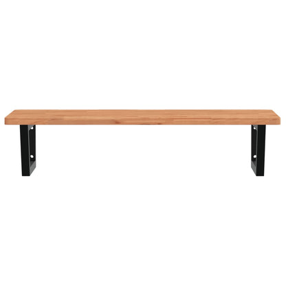 Basin Shelf Wall Mounted Steel and Solid Wood Beech