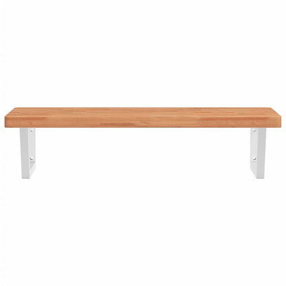 Basin Shelf Wall Mounted Steel and Solid Wood Beech