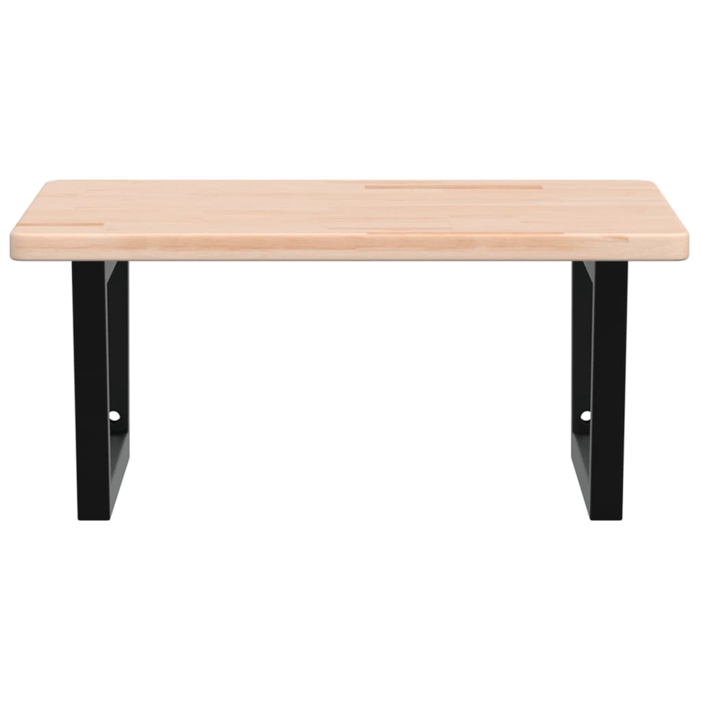 Basin Shelf Wall Mounted Steel and Solid Wood Oak