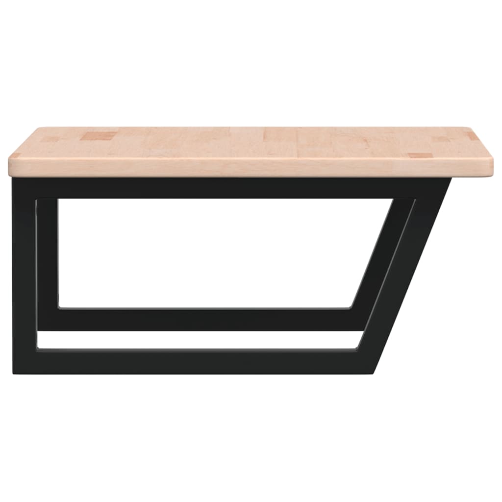 Basin Shelf Wall Mounted Steel and Solid Wood Oak