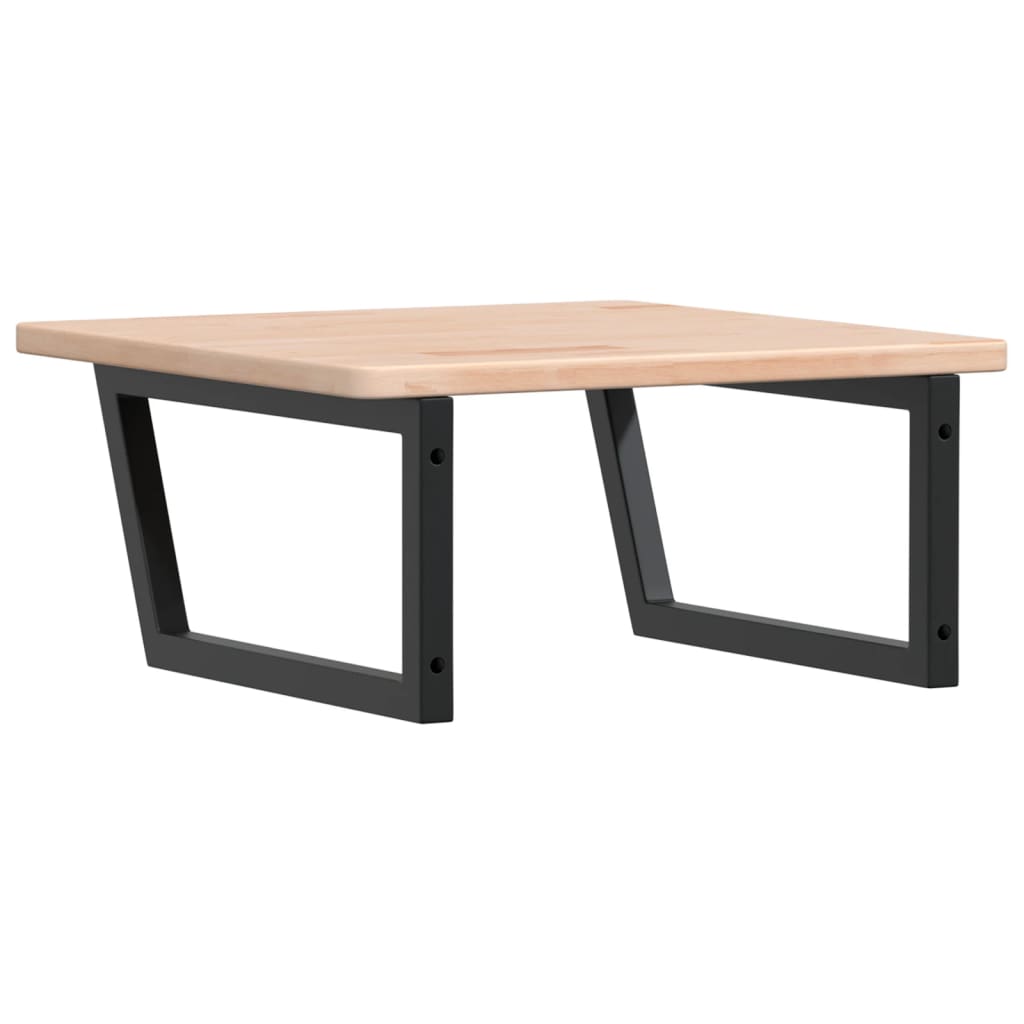 Basin Shelf Wall Mounted Steel and Solid Wood Oak