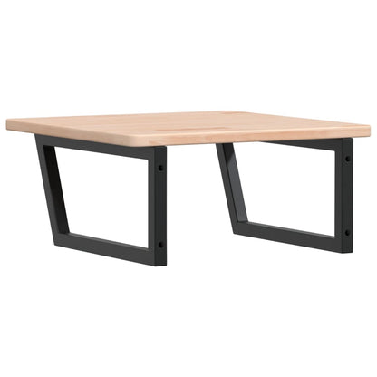 Basin Shelf Wall Mounted Steel and Solid Wood Oak