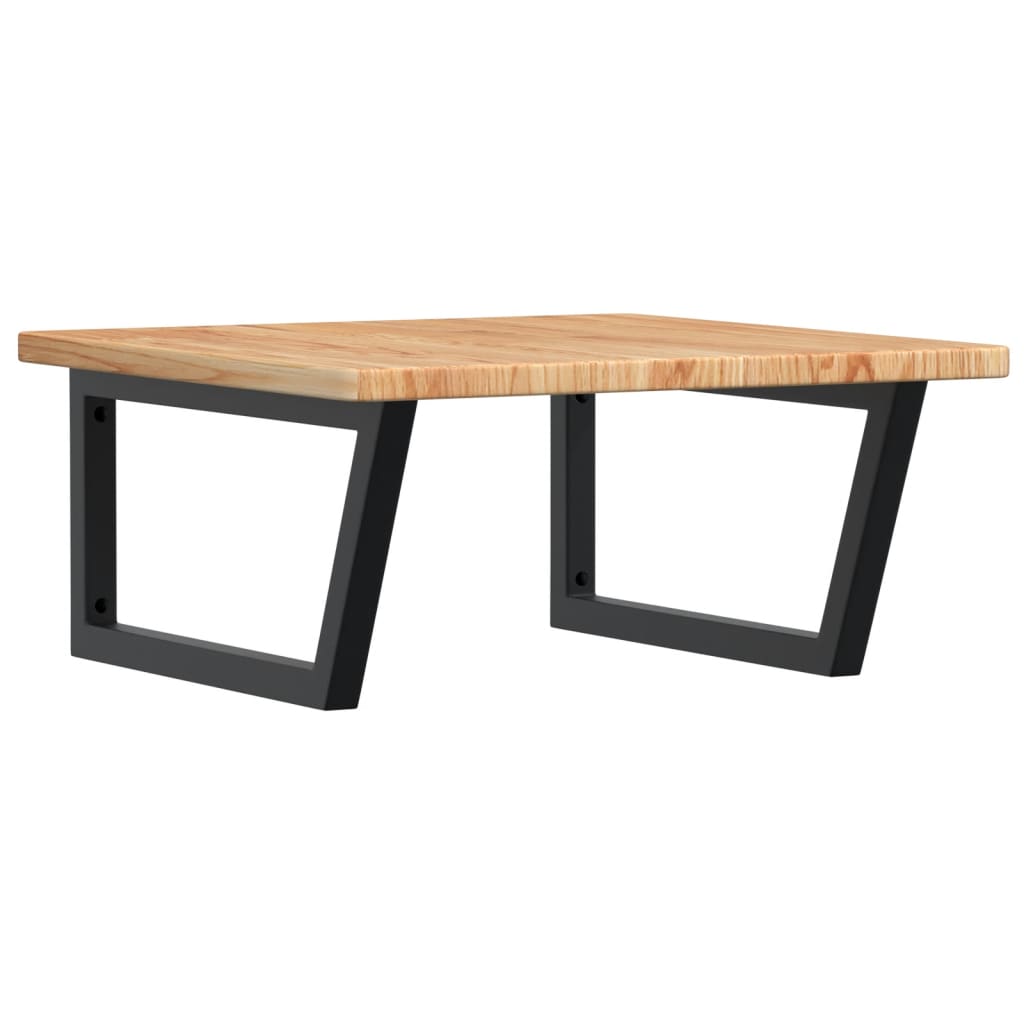 Basin Shelf Wall Mounted Steel and Solid Wood Oak