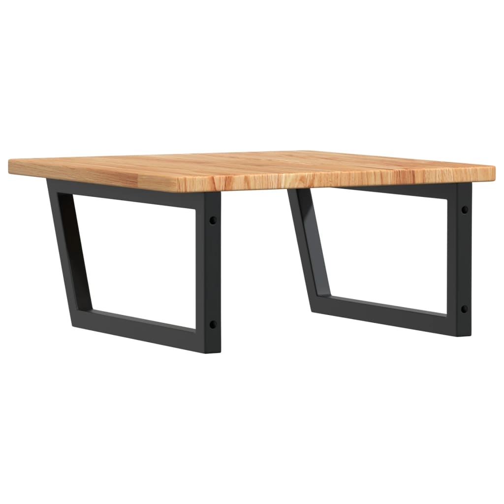 Basin Shelf Wall Mounted Steel and Solid Wood Oak