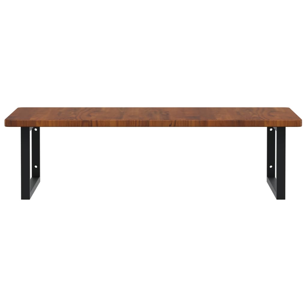Basin Shelf Wall Mounted Steel and Solid Wood Oak