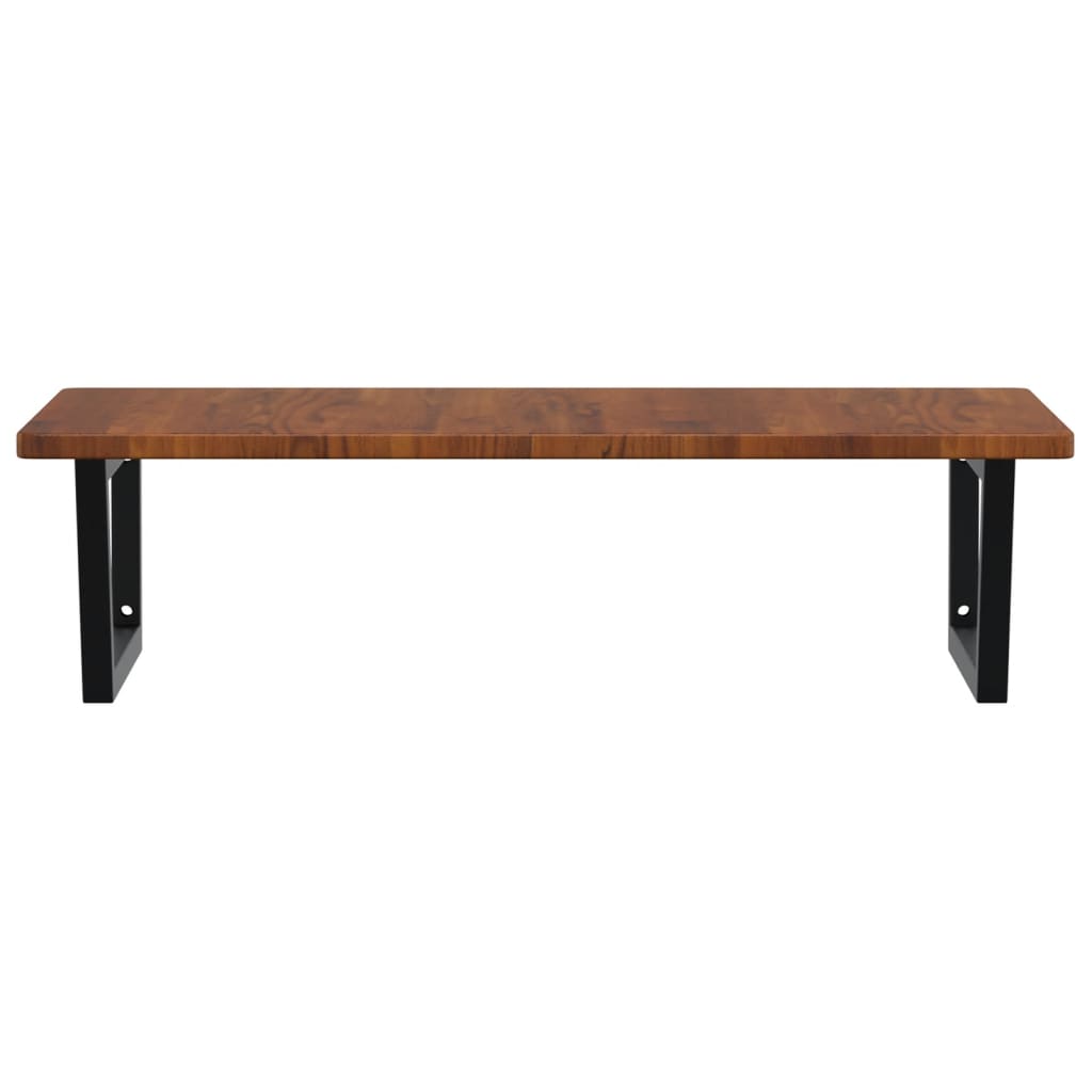 Basin Shelf Wall Mounted Steel and Solid Wood Oak