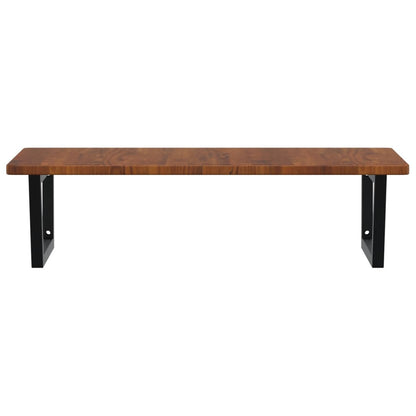 Basin Shelf Wall Mounted Steel and Solid Wood Oak
