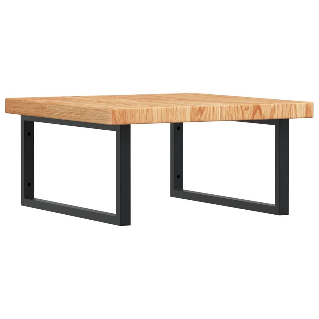 Basin Shelf Wall Mounted Steel and Solid Wood Oak